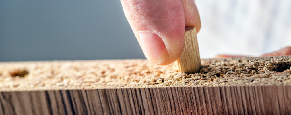 Person building structure using EcoSynthetix products.